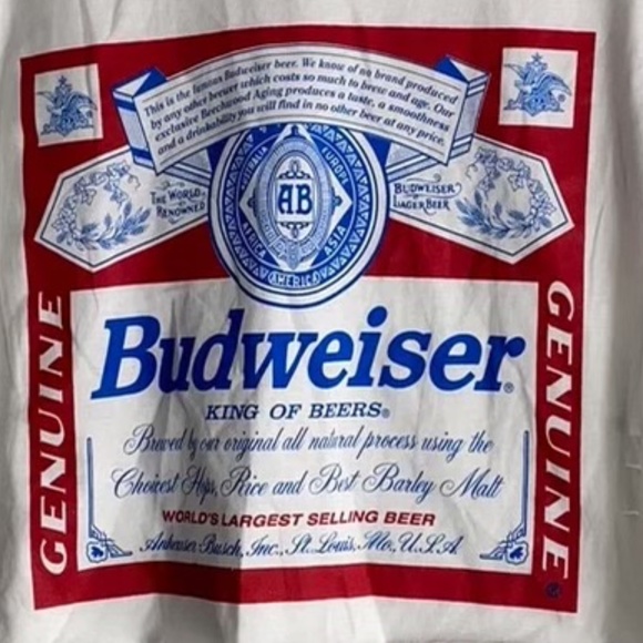 Brand New Distressed Budweiser King of Beers Graphic Ladies White Crop Top SM-XL - Picture 2 of 2